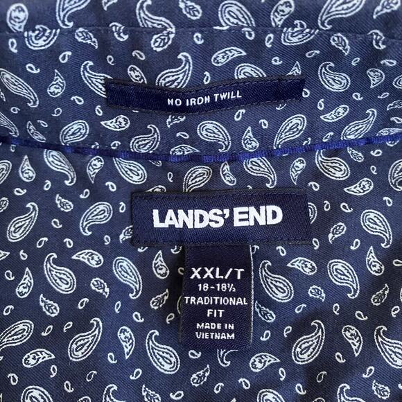 Duluth & Lands’ End Budle of Two Button Down Shirts Navy Paisley /Star Print 2XL - Picture 14 of 16